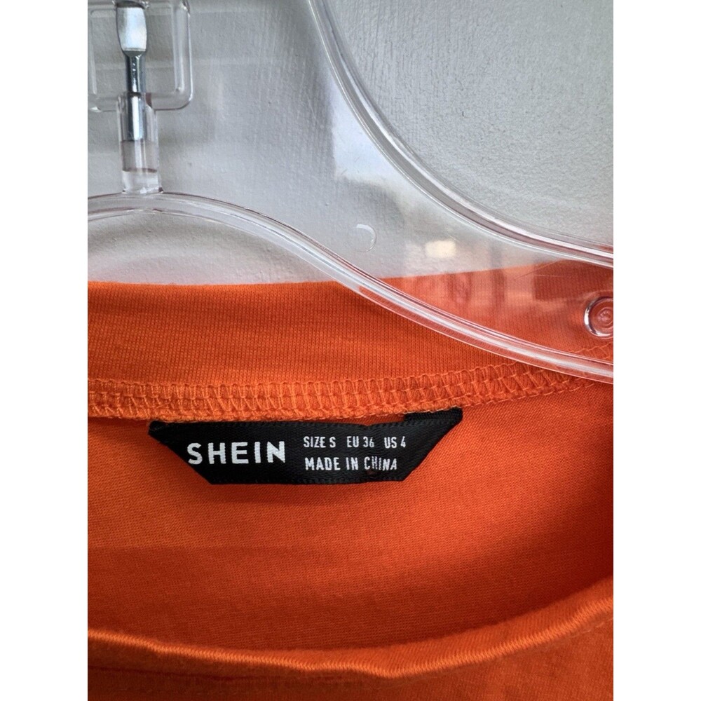 SHEIN Women's EZwear Drawstring Side Solid Top JL3 Neon Orange Size Small - Picture 3 of 5